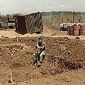 Joe Tomlinson (left), Section Chief Bill Watson (top right) and Lt. George "Monty" Montgomery (right). Loc Ninh circa (about) Jun/Jul 1970.
